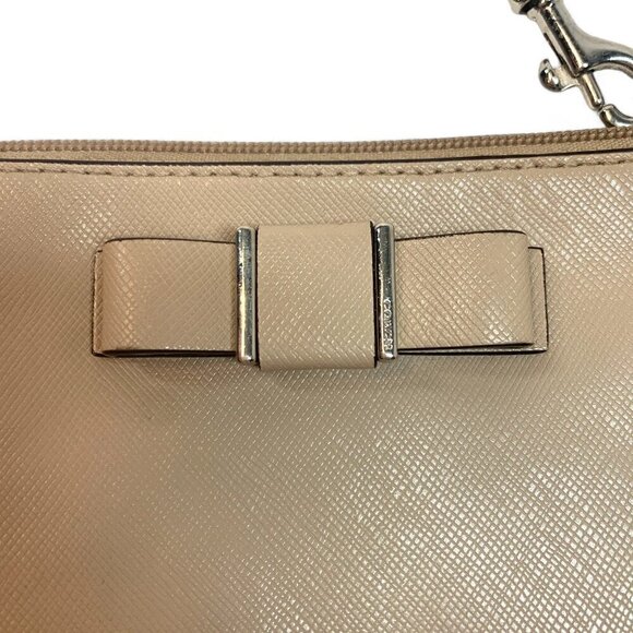 COACH Darcy Bow Small Zip Wristlet Silver/Sand Cross Grain Leather G1481-F51672 - Picture 6 of 9
